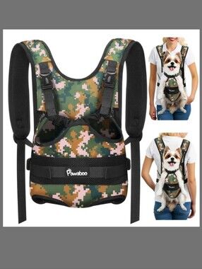 Pawaboo NWT Sz M 6-11 lbs Pet Dog Legs Out Backpack Carrier Camo Adjustable Fit